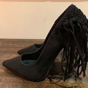 Black Privileged Tassel Heels